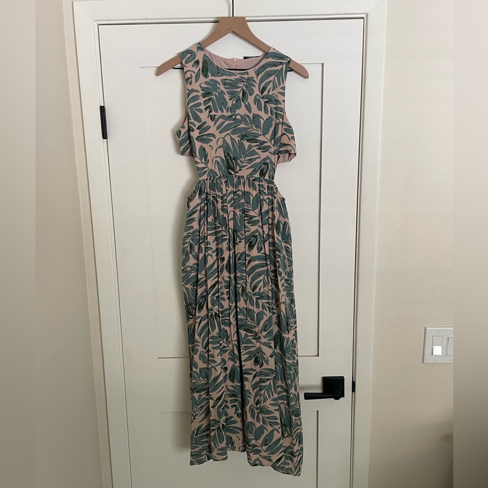 Tropical Cream and Green Maxi Dress